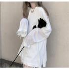 Frayed Long-sleeve Loose-fit T-shirt