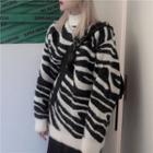 Zebra-print Sweater Zebra Pattern - Black & White - One Size