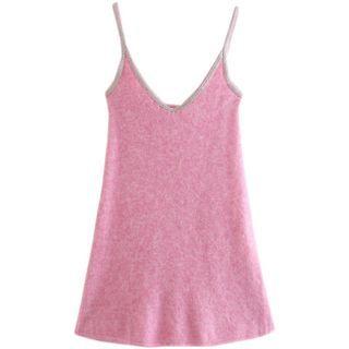 Spaghetti Strap Knit Mini A-line Dress