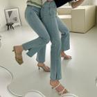 Slit-hem Boot-cut Jeans In 2 Lengths