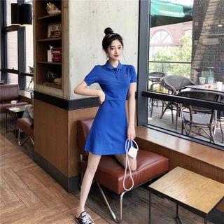 Polo Collar Embroidered Heart Dress