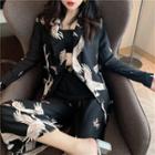 Crane Print Blazer / Wide Leg Pants