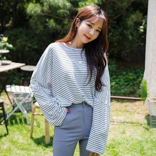 Drop-shoulder Oversized Striped T-shirt