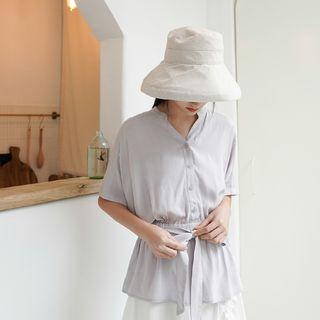Tie Waist Elbow-sleeve Blouse