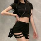 Short-sleeve Lace-up Top / Shorts