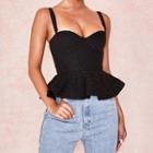 Embroidered Ruffle-trim Cropped Camisole Top