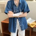 Short-sleeve Loose-fit Denim Shirt