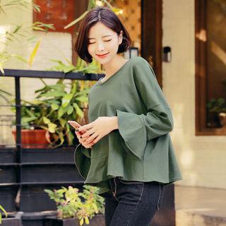 Drop-shoulder Frilled-detail Top