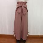 High-waist Frilled Wide Leg Pants