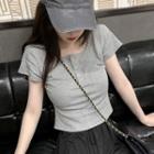 Short Sleeve Square Neck Crop T-shirt