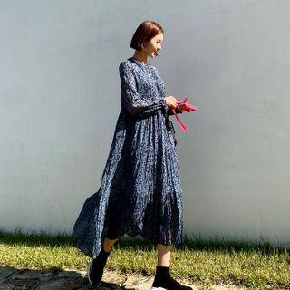 Crinkled Leopard Chiffon Maxi Dress