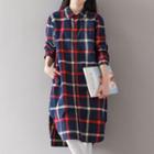 Long Sleeve Plaid Shirt Dress