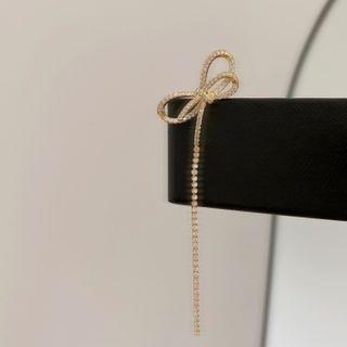 Bow Rhinestone Alloy Earring 1 Pc - Right Ear - Gold - One Size