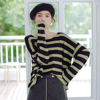 Striped Sweater Avocado Green - One Size