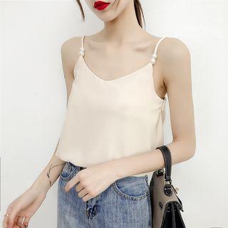 Faux Pearl Spaghetti Strap Top