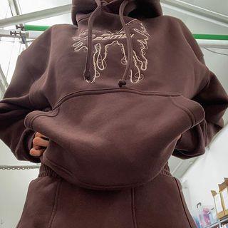 Oversized Long Sleeve Butterfly Embroidery Hoodie