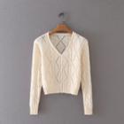 Pointelle Knit Cropped Cardigan White - One Size