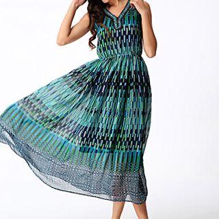 Embellished V-neck Midi Dress