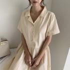 Linen Blend Long Shirtwaist Dress