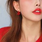 Alloy Heart Earring 1 Pair - Silver - Red - One Size