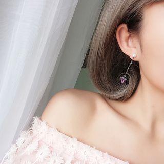 925 Sterling Silver Faux Pearl Watermelon Dangle Earring As Shown In Figure - One Size