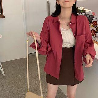 Pocket-front Long-sleeve Dip-back Shirt