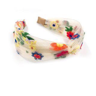 Embroidered Flower Mesh Headband