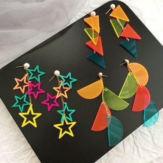 Acrylic Star / Triangle / Half Disc Fringed Earring