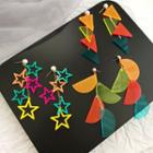 Acrylic Star / Triangle / Half Disc Fringed Earring