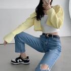 Waffle Cropped Open Bolero