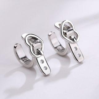 Heart Buckle Ear Cuff 1 Pair - Clip On Earring - Love Heart Buckle - Silver - One Size