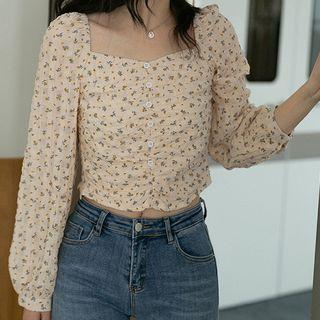 Floral Print Crinkle Blouse