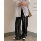 Striped Straight Leg Pants Stripes - Black & White - One Size