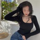 Scoop Neck Cropped Knit Top