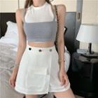 Mock Two-piece Cropped Tank Top / Mini A-line Skirt