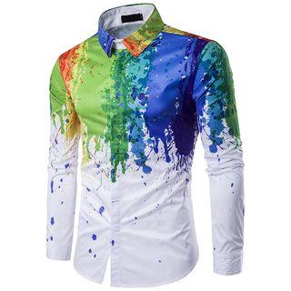 Long-sleeve Splash Print Shirt