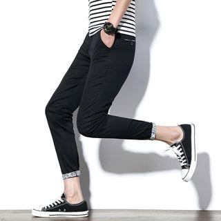 Patterned Hem Straight-leg Pants