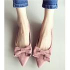 Bow Pointed Faux Suede Flats