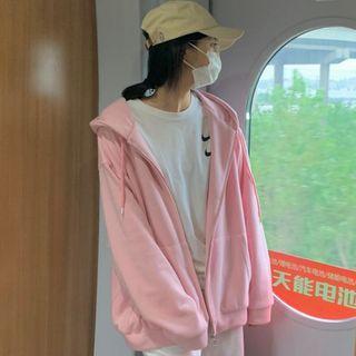 Long-sleeve Loose-fit Zip-up Hoodie