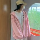 Long-sleeve Loose-fit Zip-up Hoodie