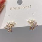 Rhinestone Faux Pearl Star Earring 1 Pair - Gold - One Size
