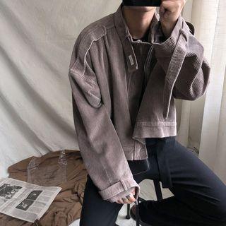 Cropped Corduroy Zip Jacket