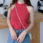 Halter Plaid Tank Top Red - One Size