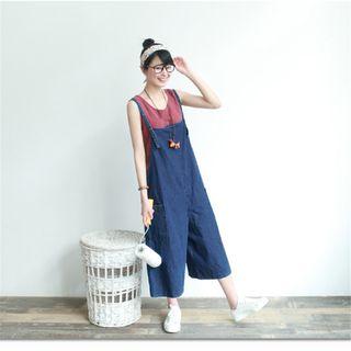 Cropped Wide Leg Dungarees