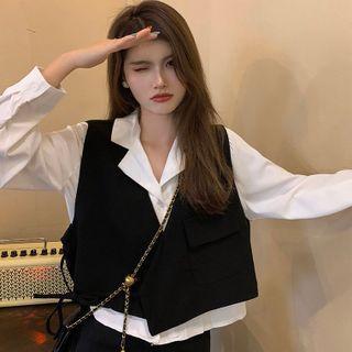 Set : Long-sleeve Shirt + Vest Jacket