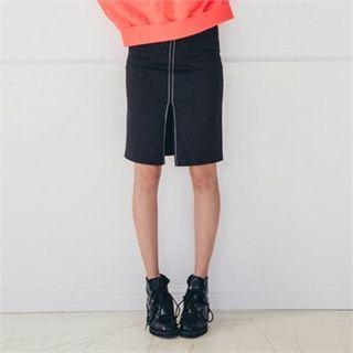 Slit-hem Stitched H-line Skirt