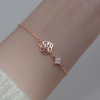 Rose Sterling Silver Bracelet
