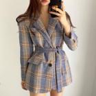 Plaid Buttoned Mini Coat Dress