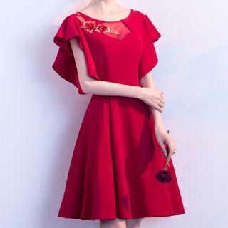 Short-sleeve A-line Short Prom Dress