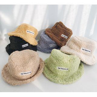 Lettering Applique Fleece Bucket Hat